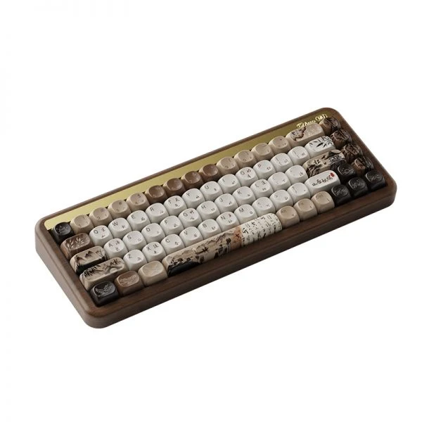 Akko MU01 Mountain Seclusion Walnut Wood Case Multi-Mode RGB Hot-Swappable Mechanical Keyboard (Akko Rosewood, Akko V3 Piano Pro)