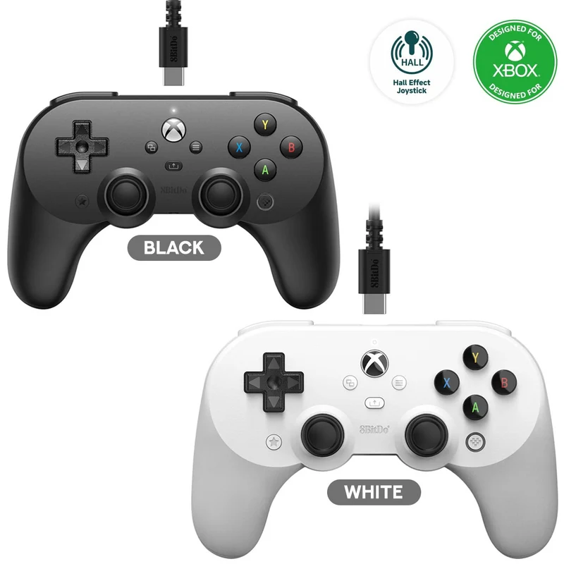 8Bitdo Pro 2 Wired Controller Hall Ed. for Xbox + Game Pass Code (Black, White) (82BB)