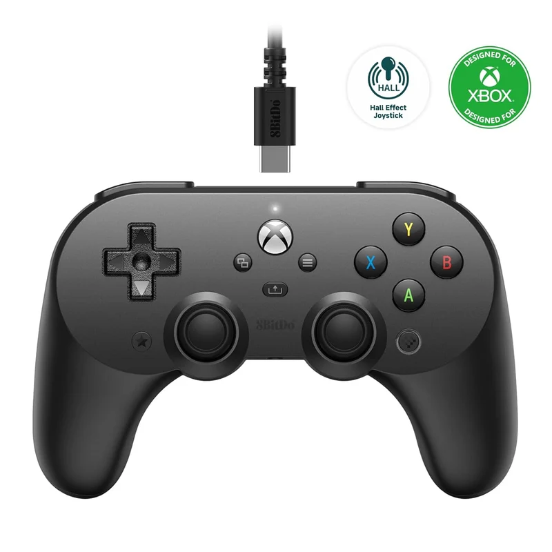 8Bitdo Pro 2 Wired Controller Hall Ed. for Xbox + Game Pass Code (Black, White) (82BB)