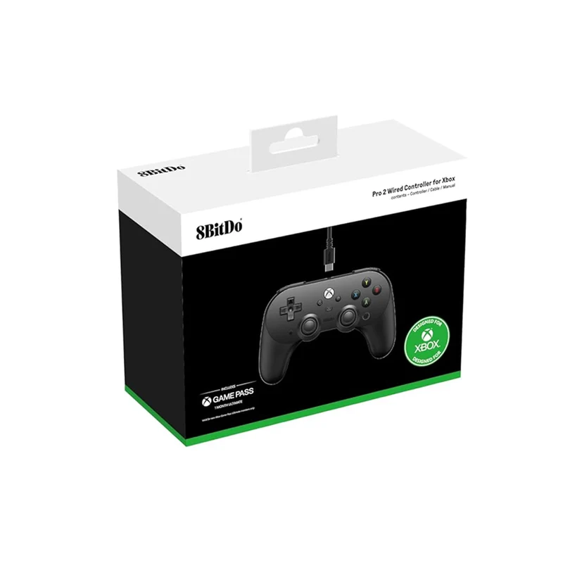 8Bitdo Pro 2 Wired Controller Hall Ed. for Xbox + Game Pass Code (Black, White) (82BB)