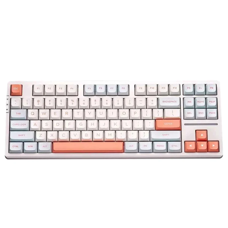 VXE V87 Tri-Mode RGB Hot-Swappable Mechanical Keyboard (Jelly Orange) (Strawberry Pudding Switch)