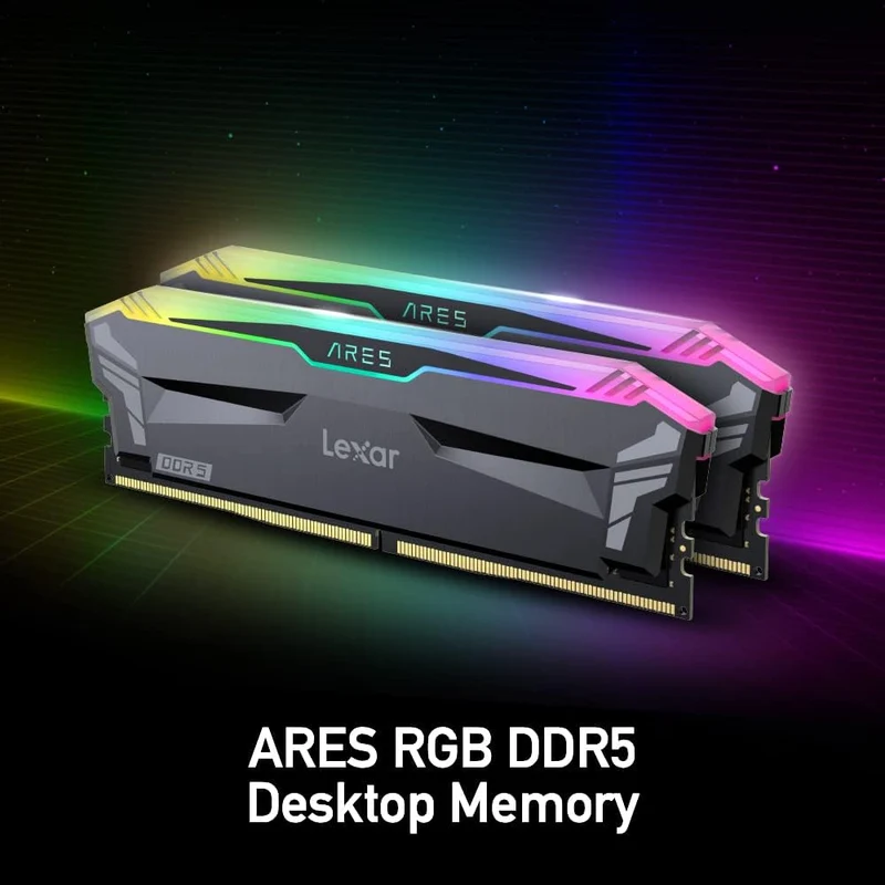 Lexar Ares RGB 32GB Kit (2x16GB) DDR5 6000MHz CL34 UDIMM Desktop Memory (LD5FU016G-R6000GDGA)