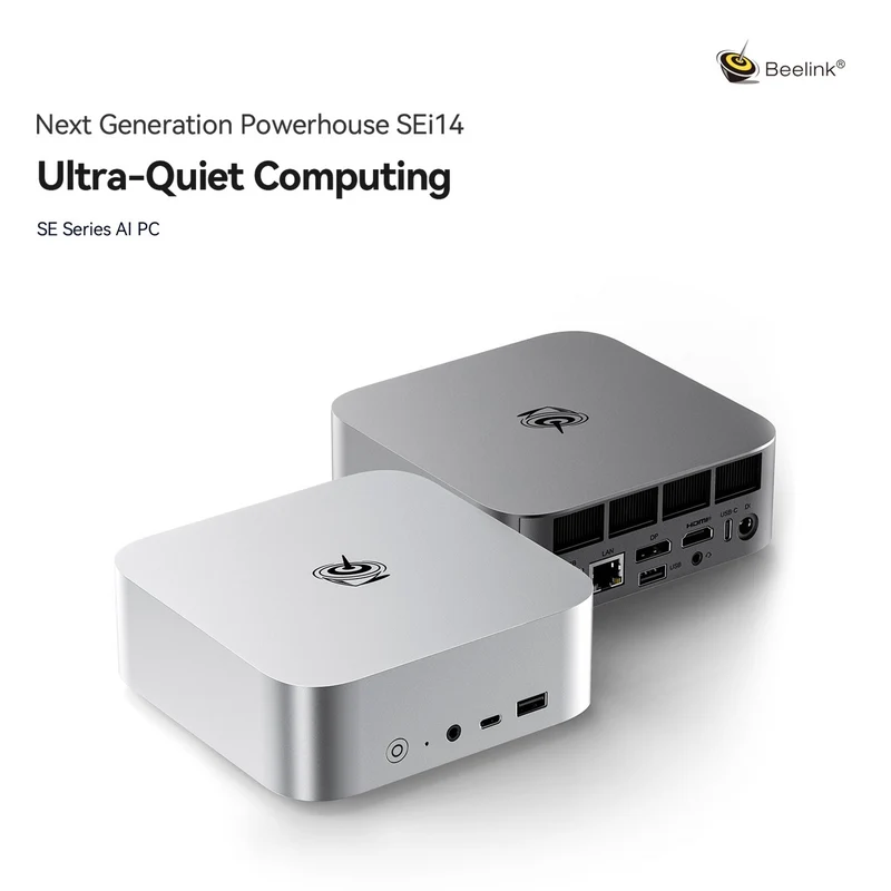 Beelink SEi14 Intel Core Ultra 5 125H Processor 32GB RAM 1TB SSD Mini PC (Frost Silver, Space Grey)