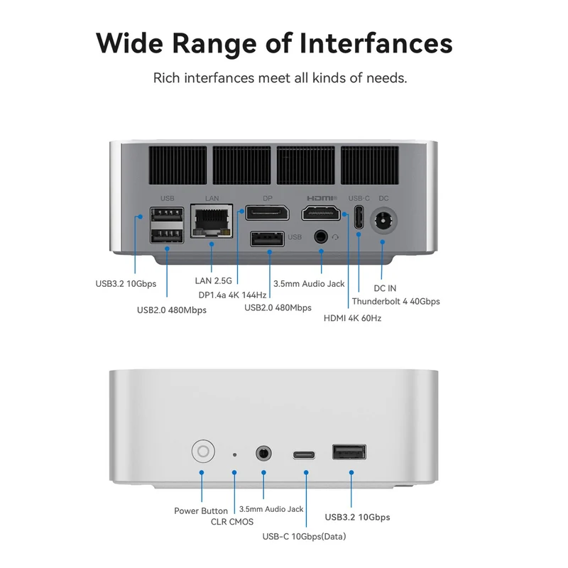 Beelink SEi14 Intel Core Ultra 5 125H Processor 32GB RAM 1TB SSD Mini PC (Frost Silver, Space Grey)