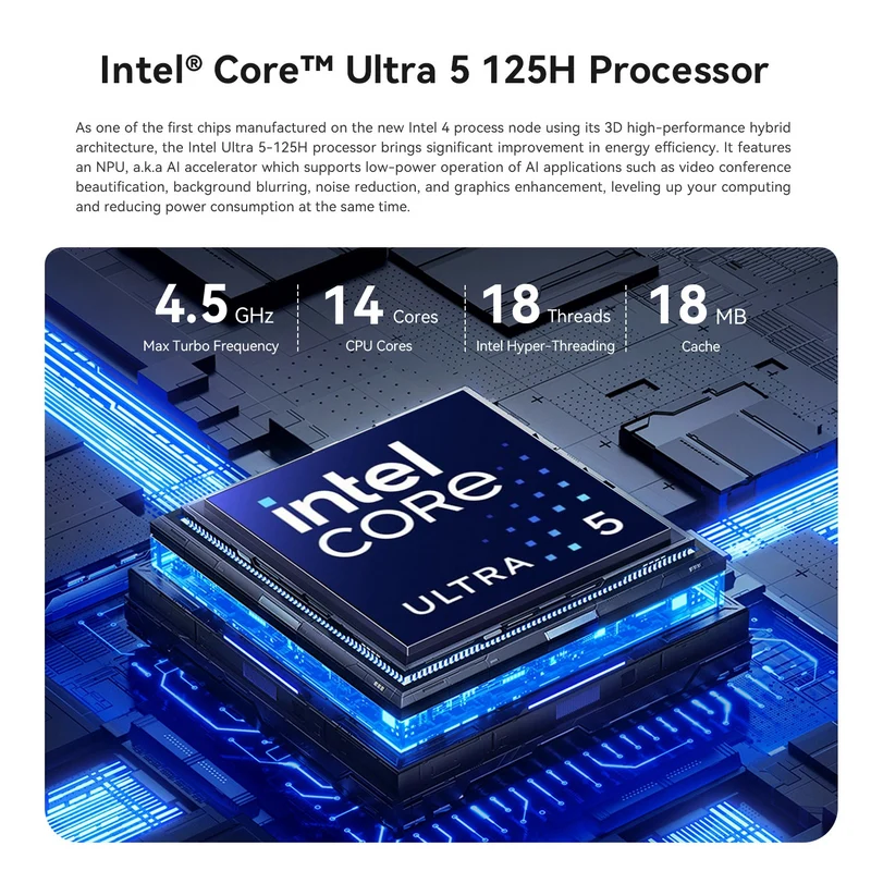Beelink SEi14 Intel Core Ultra 5 125H Processor 32GB RAM 1TB SSD Mini PC (Frost Silver, Space Grey)