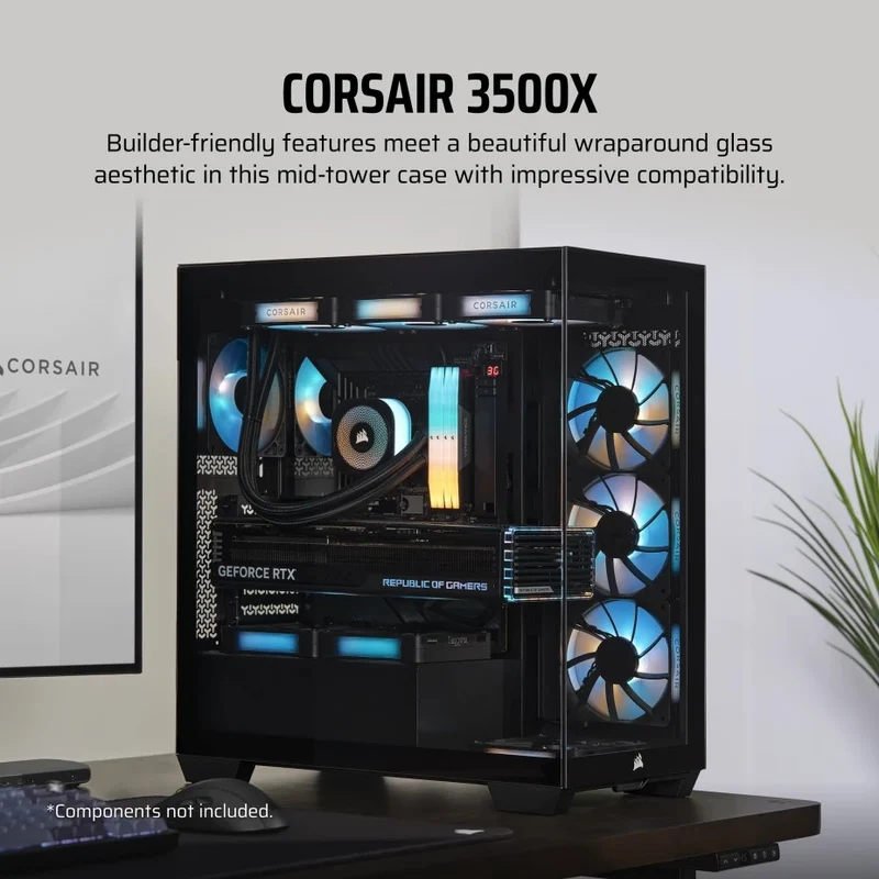 Corsair 3500X TG Mid-Tower PC Case (Black, White)