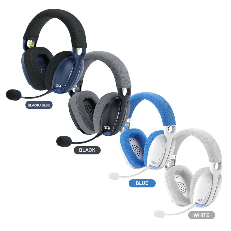 Redragon H878 Skuld Pro Lightweight Wireless Gaming Headset (Black/Blue, Black,Blue, White)