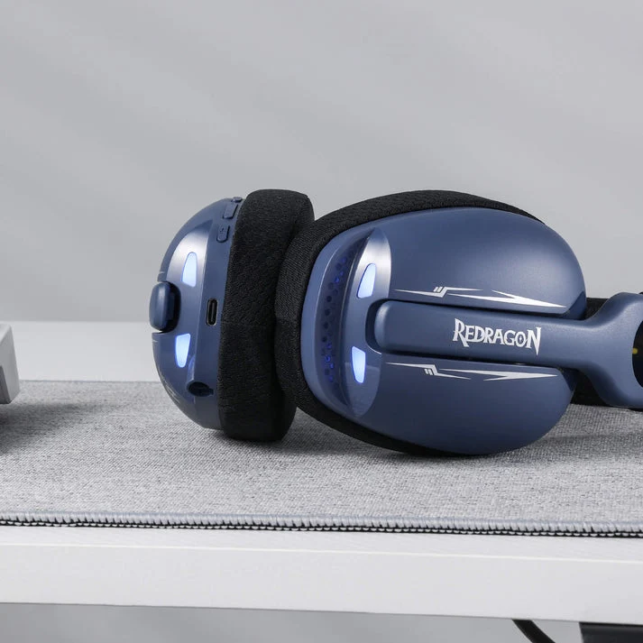 Redragon H878 Skuld Pro Lightweight Wireless Gaming Headset (Black/Blue, Black,Blue, White)