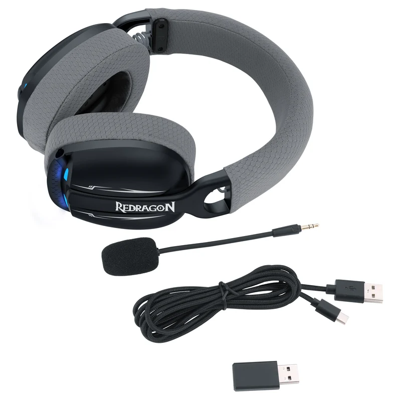 Redragon H878 Skuld Pro Lightweight Wireless Gaming Headset (Black/Blue, Black,Blue, White)