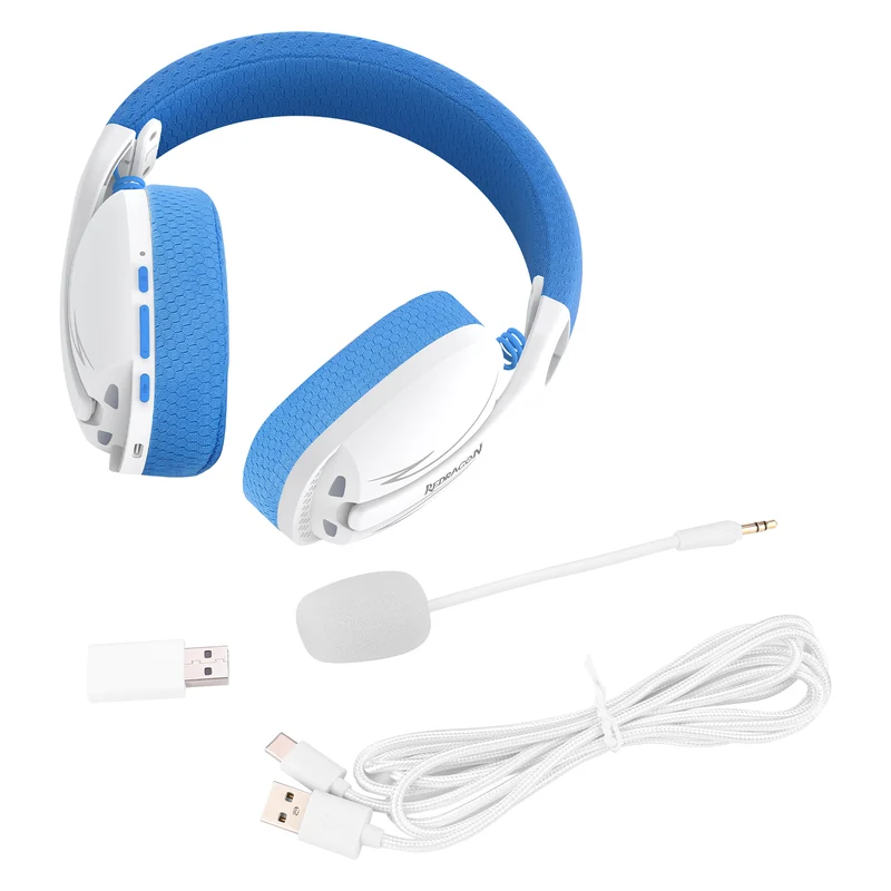 Redragon H878 Skuld Pro Lightweight Wireless Gaming Headset (Black/Blue, Black,Blue, White)