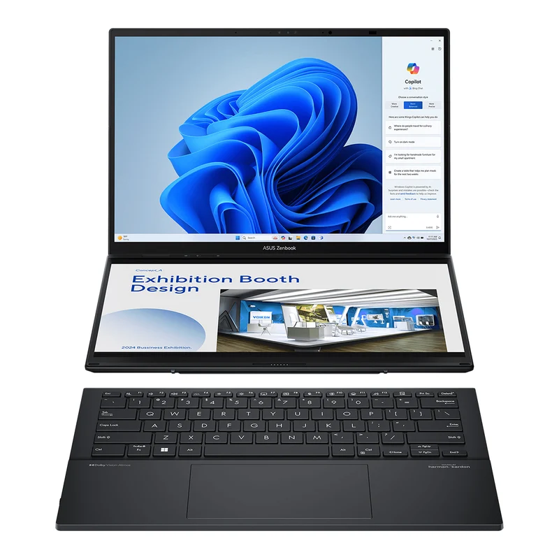 Asus Zenbook Duo 14 UX8406MA-PZ221WSM Laptop (Inkwell Gray) | Touch Screen 14" OLED | Ultra 7 155H | 32GB LPDDR5X | 1TB SSD | Intel Arc Graphics | Windows 11 Home + MS Office Home & Student 2021 + Microsoft 365 Basic + Sleeve + Stylus Pen