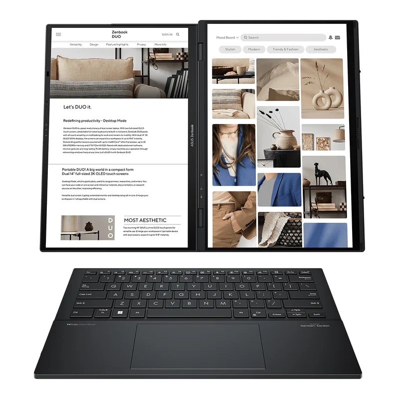 Asus Zenbook Duo 14 UX8406MA-PZ221WSM Laptop (Inkwell Gray) | Touch Screen 14" OLED | Ultra 7 155H | 32GB LPDDR5X | 1TB SSD | Intel Arc Graphics | Windows 11 Home + MS Office Home & Student 2021 + Microsoft 365 Basic + Sleeve + Stylus Pen