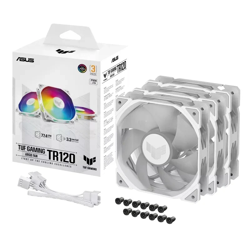 Asus TUF Gaming TR120 ARGB Fan - Triple Pack (Black, White)