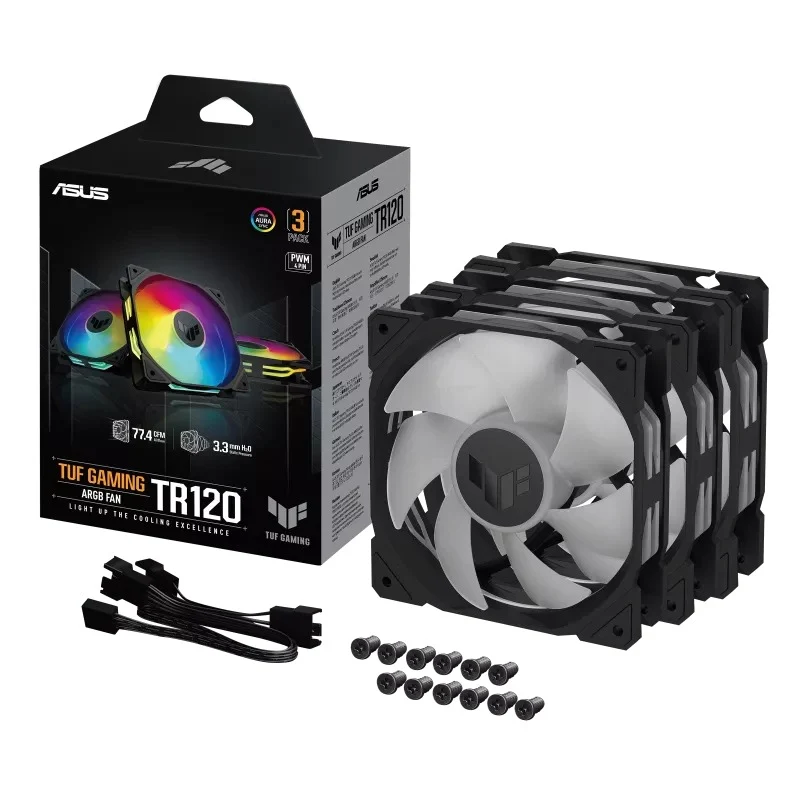 Asus TUF Gaming TR120 ARGB Fan - Triple Pack (Black, White)