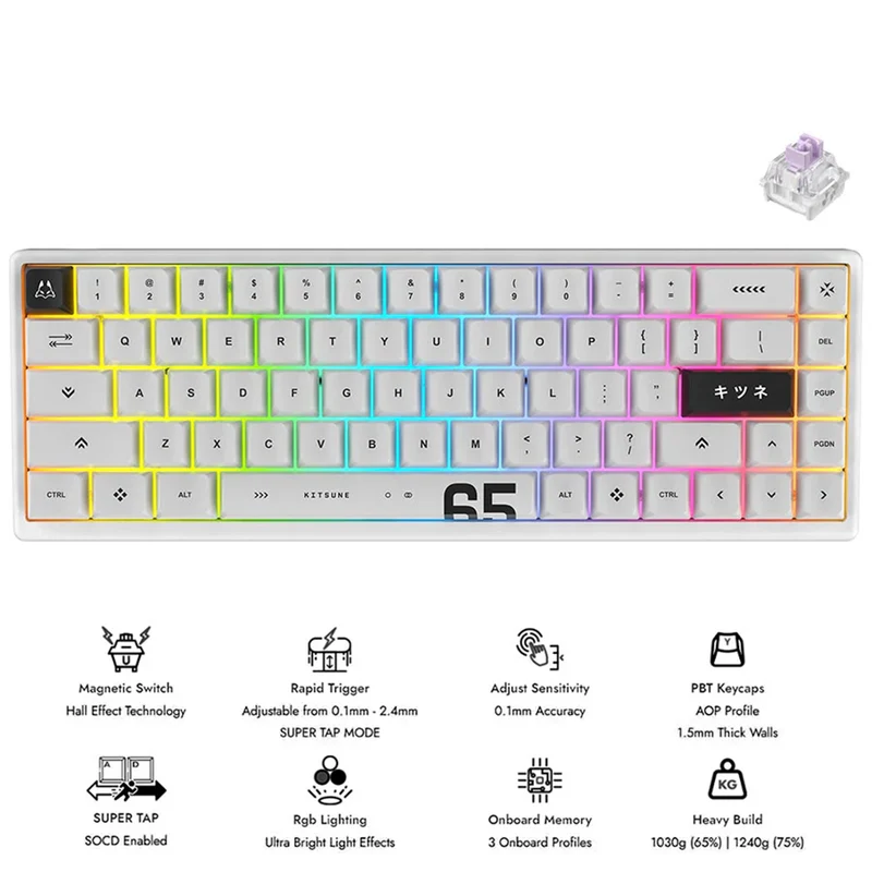 Arbiter Studio Polar 65 Pro Magnetic Gaming Keyboard (Kitsune White, Kitsune Black)