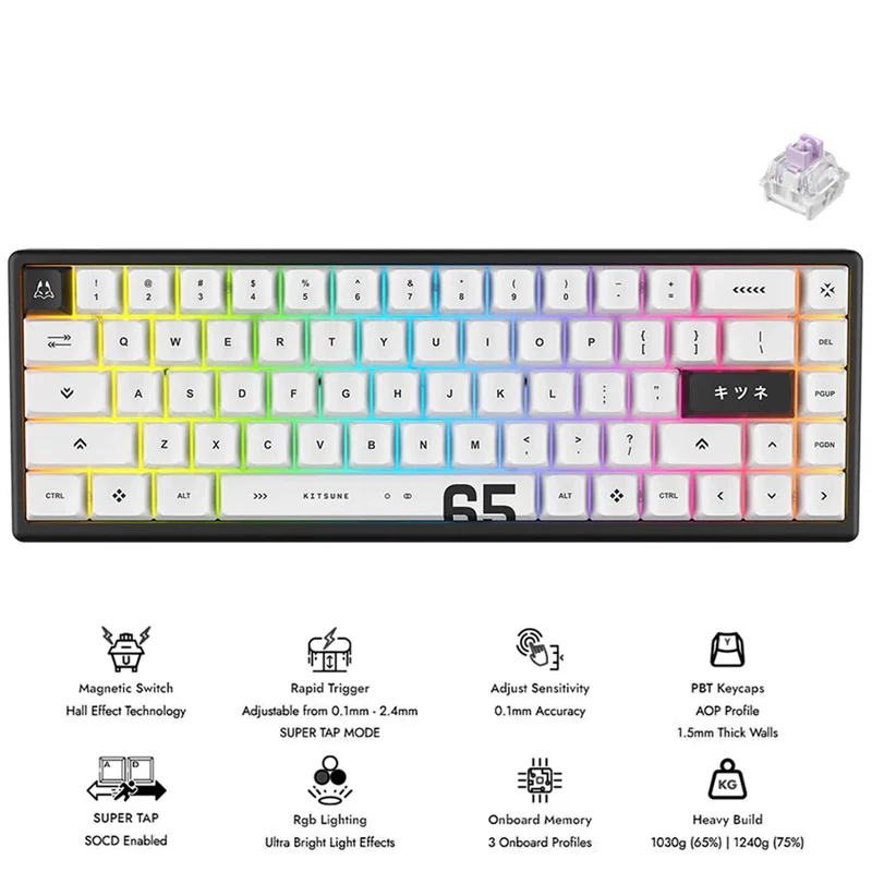 Arbiter Studio Polar 65 Pro Magnetic Gaming Keyboard (Kitsune White, Kitsune Black)
