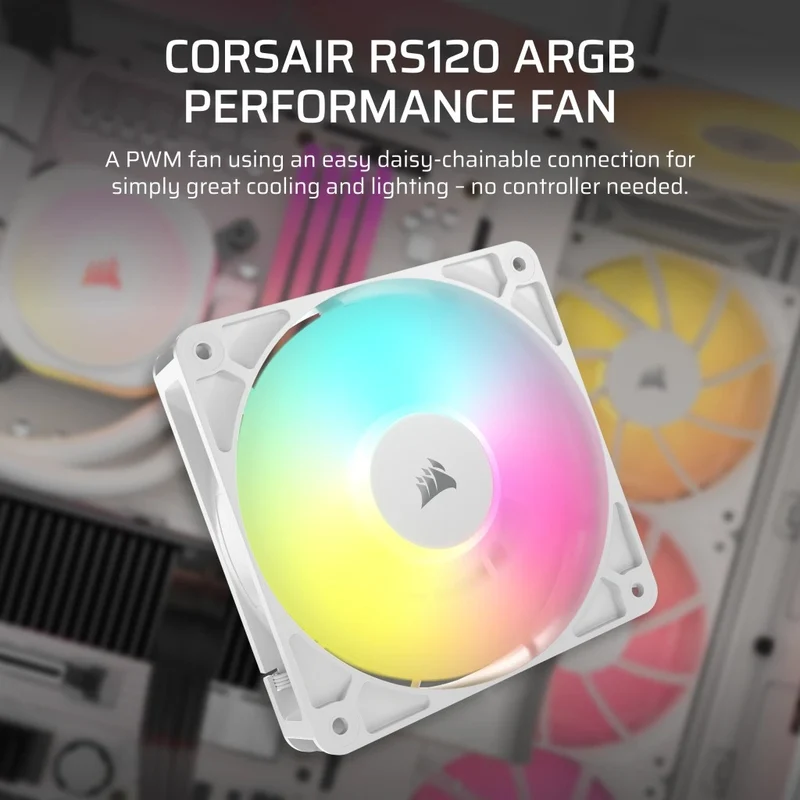 Corsair RS120 ARGB 120mm PWM Fan - White (Single Pack) (CO-9050184-WW)
