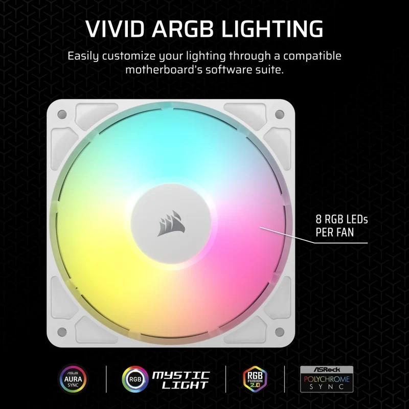 Corsair RS120 ARGB 120mm PWM Fan - White (Single Pack) (CO-9050184-WW)