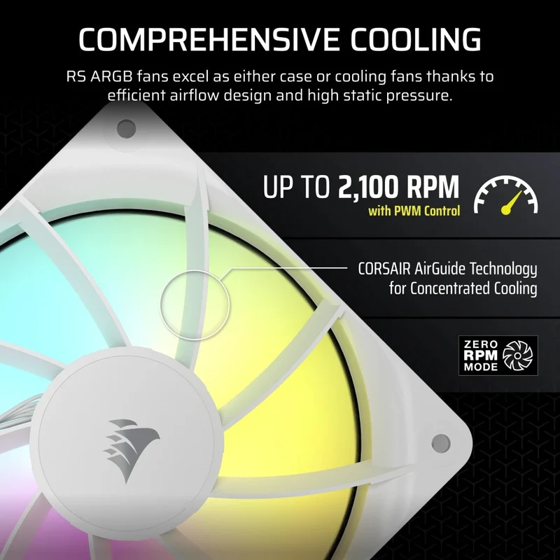 Corsair RS120 ARGB 120mm PWM Fan - White (Single Pack) (CO-9050184-WW)
