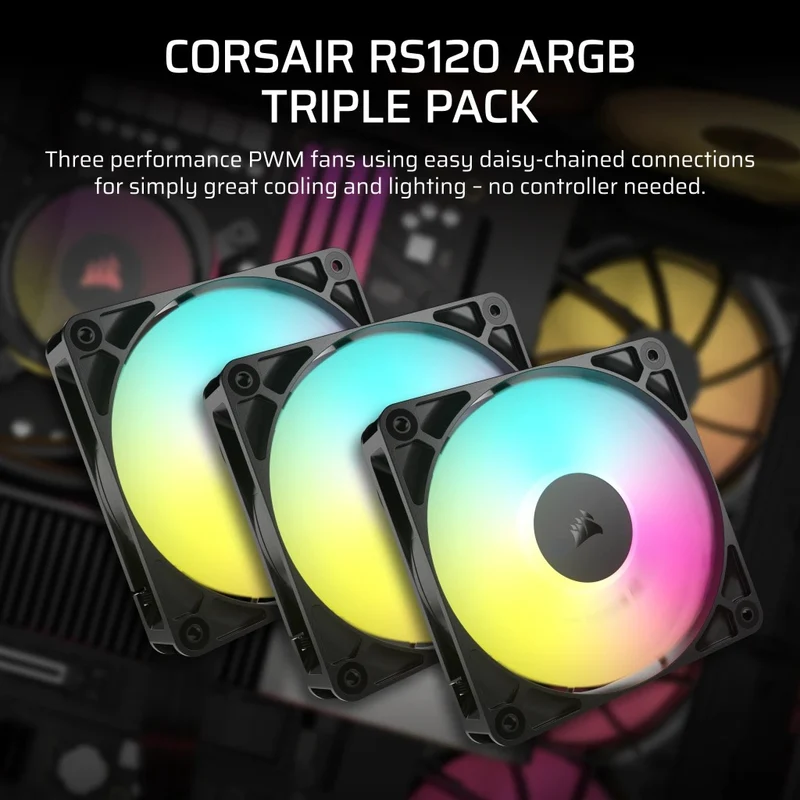 Corsair RS120 ARGB 120mm PWM Fan - Black (Triple Pack) (CO-9050181-WW)