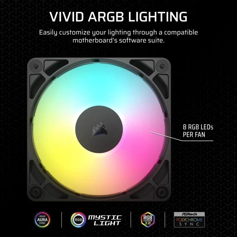 Corsair RS120 ARGB 120mm PWM Fan - Black (Triple Pack) (CO-9050181-WW)