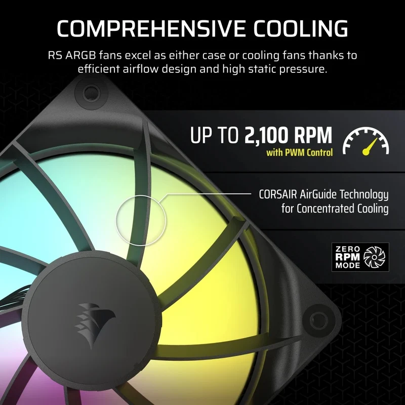 Corsair RS120 ARGB 120mm PWM Fan - Black (Triple Pack) (CO-9050181-WW)
