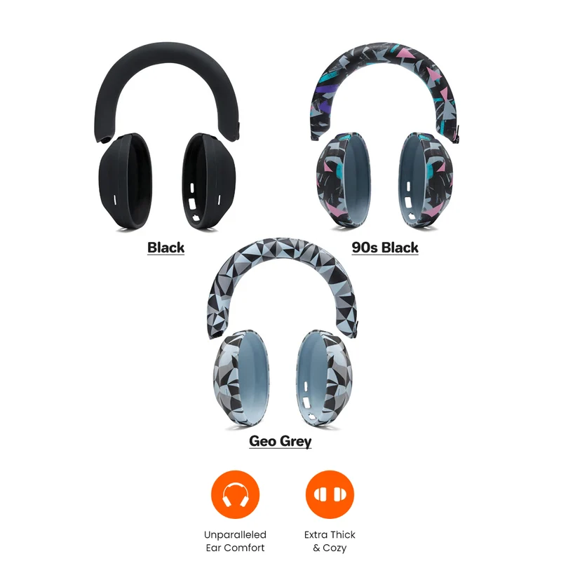 Wicked Cushions Sony XM5 Protective Shell Cover - WC ShellZ XM5 (Black, 90s Black, Geo Grey)