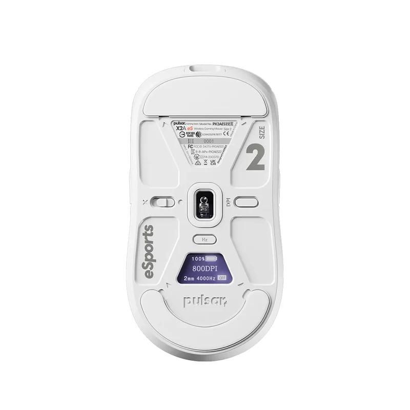 Pulsar X2A eS eSports Tournament Ed. Ambidextrous Symmetrical Wireless Gaming Mouse Size 2 (White) (PX2AES22)