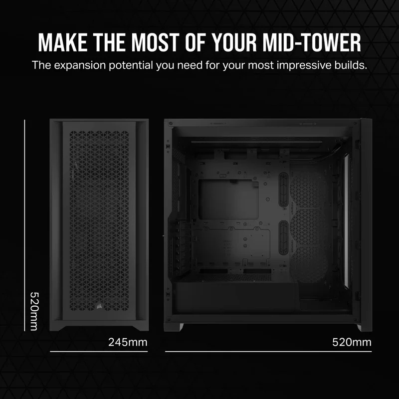 Corsair 5000D Airflow Core Tempered Glass Mid-Tower ATX PC Case (Black, White)