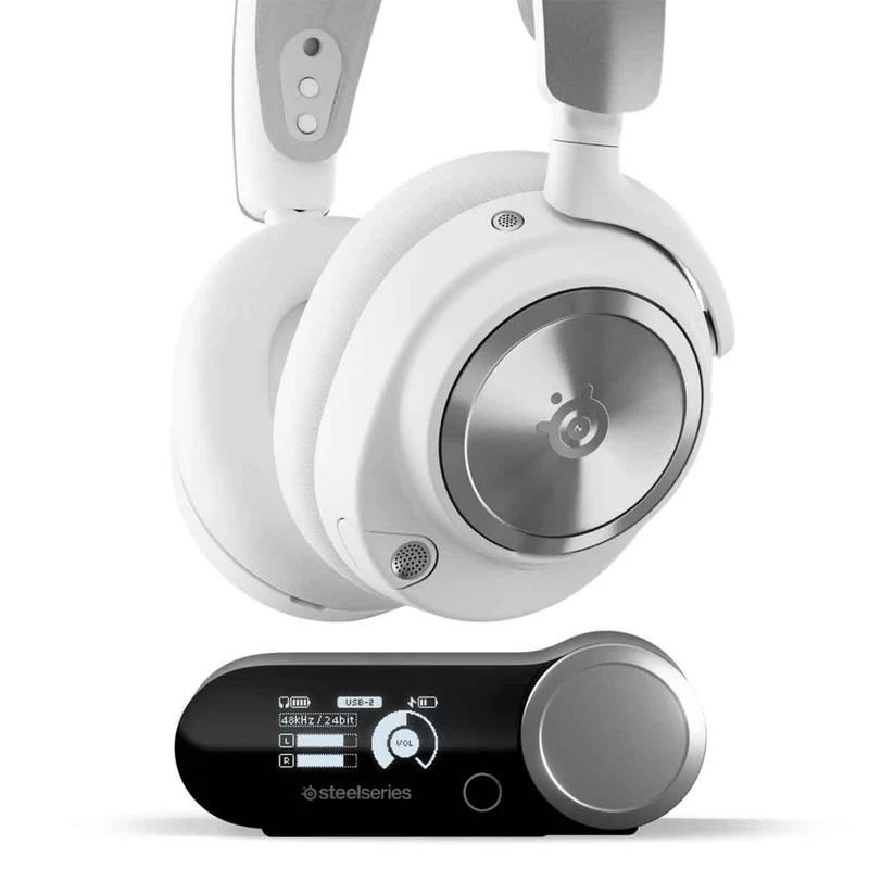 Steelseries Arctis Nova Pro Wireless High-Fidelity Gaming Audio w/ Active Noise Cancellation for Playstation/ PC/ Switch/ Mobile (White) (61526)