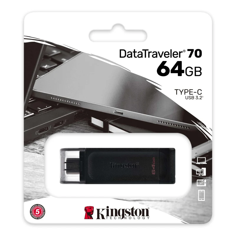 Kingston DataTraveler 70 USB 3.2 Gen 1 Type-C USB Flash Drive (64GB, 128GB, 256GB)