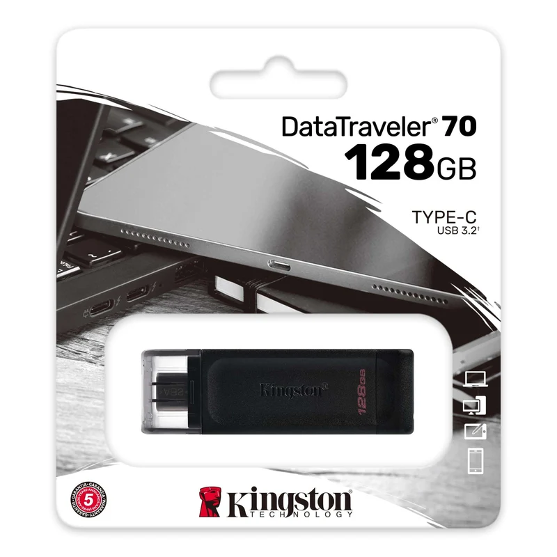 Kingston DataTraveler 70 USB 3.2 Gen 1 Type-C USB Flash Drive (64GB, 128GB, 256GB)