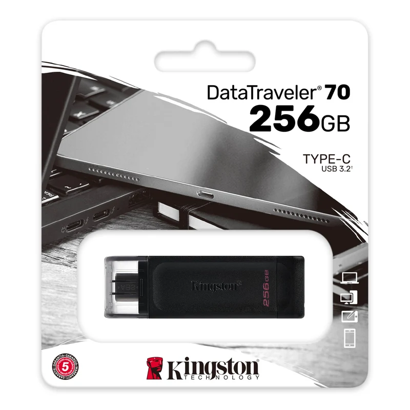 Kingston DataTraveler 70 USB 3.2 Gen 1 Type-C USB Flash Drive (64GB, 128GB, 256GB)