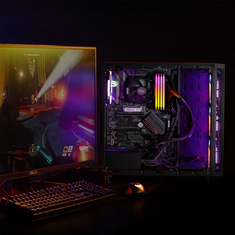Lexar Hades RGB 16GB Kit (2x8GB) DDR4 3600MHz CL19 Support Intel XMP 2.0 & AMD Ryzen Gaming Desktop Memory (LD4BU008G-R3600GDLH)