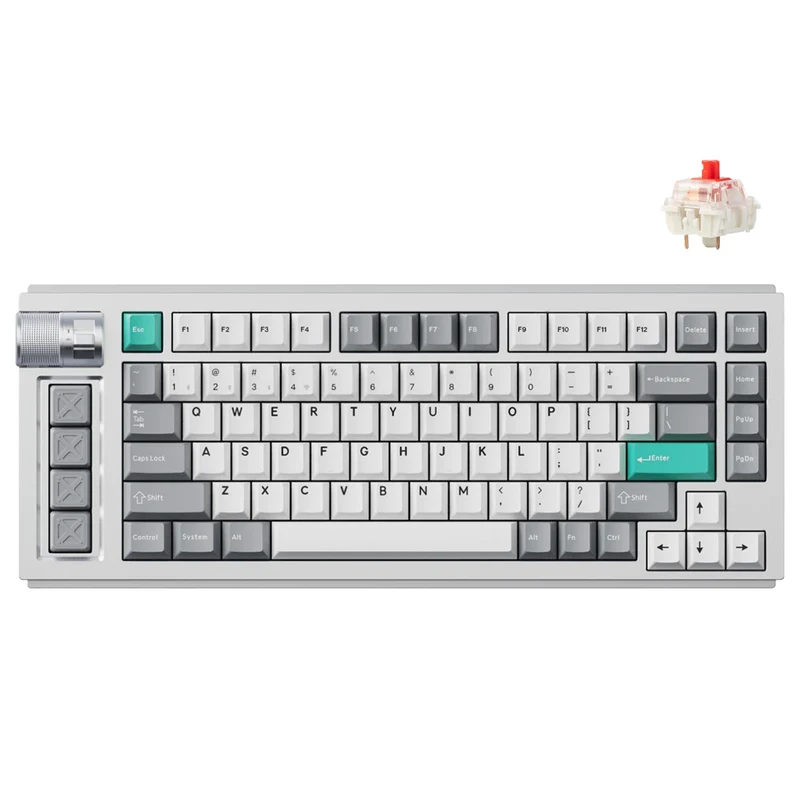 Keychron Lemokey L1 QMK/Via Fully Assembled With Knob RGB Backlit Hot-Swappable 75% Wireless Custom Gaming Keyboard - Space Silver (Gateron Jupiter Red Switch) (L1-X1)
