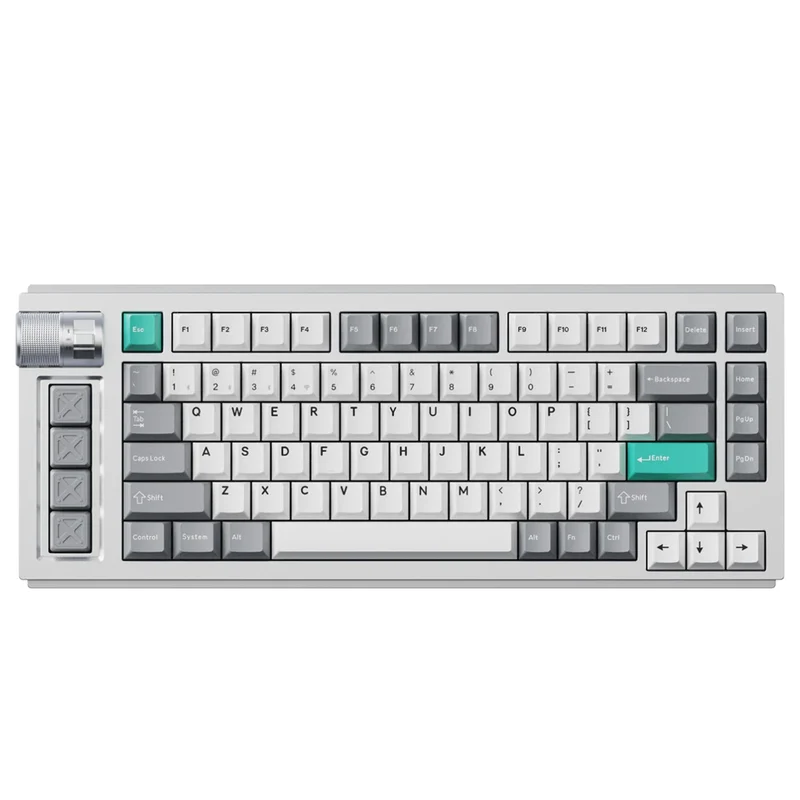 Keychron Lemokey L1 QMK/Via Fully Assembled With Knob RGB Backlit Hot-Swappable 75% Wireless Custom Gaming Keyboard - Space Silver (Gateron Jupiter Red Switch) (L1-X1)