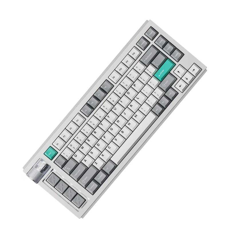 Keychron Lemokey L1 QMK/Via Fully Assembled With Knob RGB Backlit Hot-Swappable 75% Wireless Custom Gaming Keyboard - Space Silver (Gateron Jupiter Red Switch) (L1-X1)