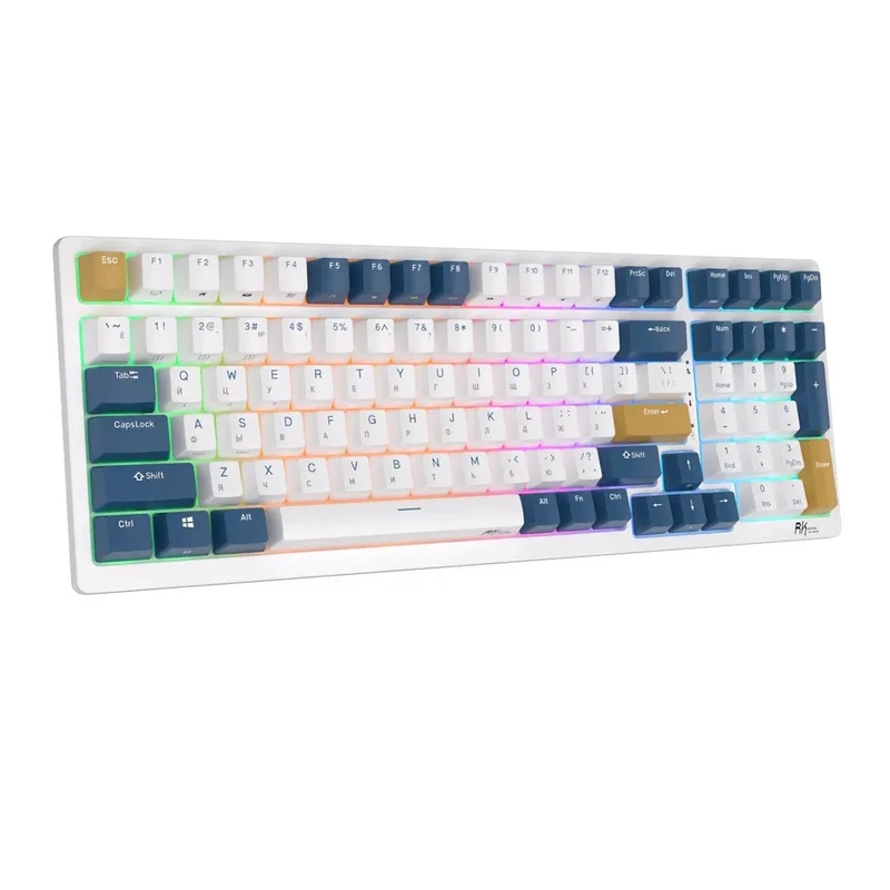 Royal Kludge RK98 Tri-Mode RGB 100 Keys Hot Swappable Mechanical Keyboard Klein Blue (Red Switch, Blue Switch, Brown Switch)