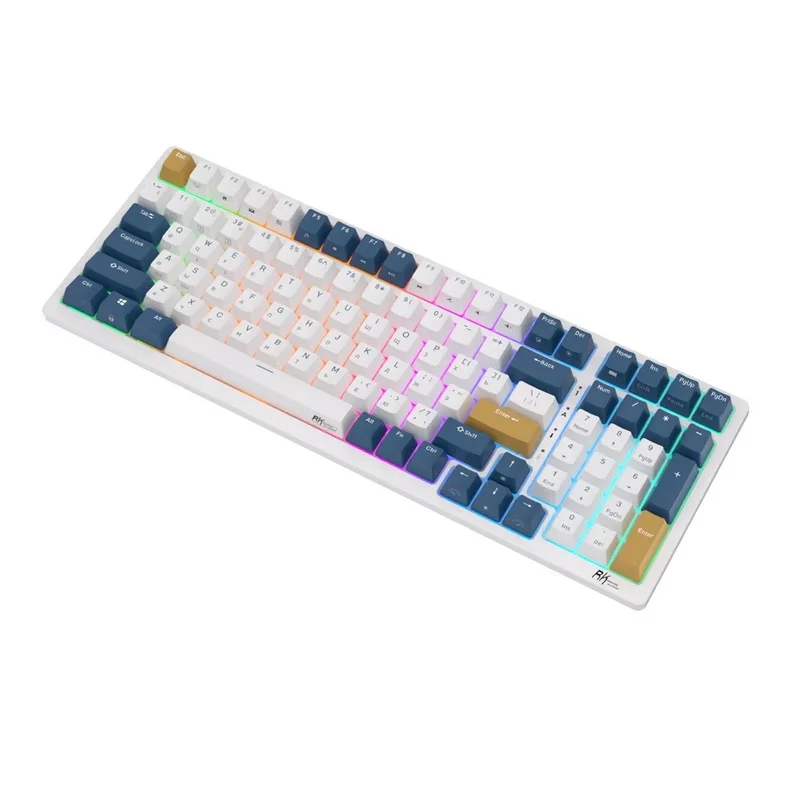 Royal Kludge RK98 Tri-Mode RGB 100 Keys Hot Swappable Mechanical Keyboard Klein Blue (Red Switch, Blue Switch, Brown Switch)