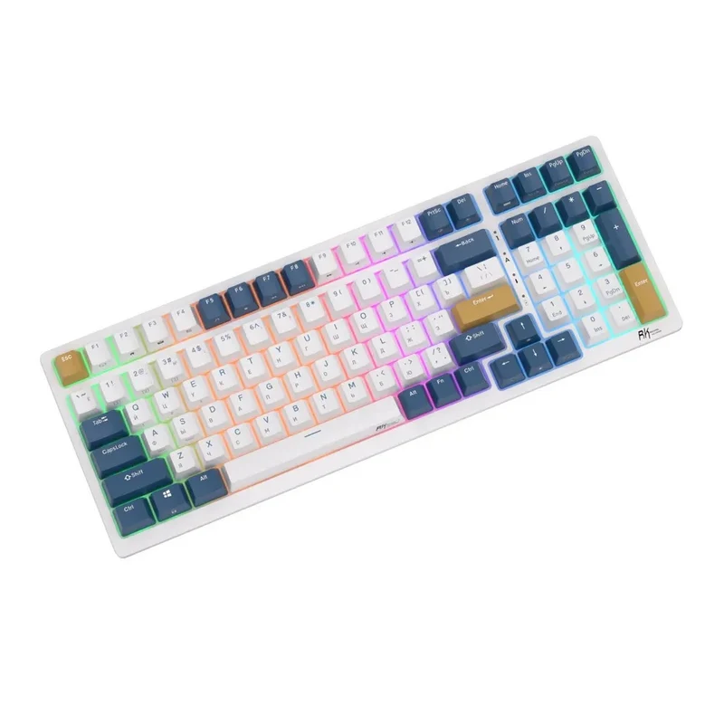 Royal Kludge RK98 Tri-Mode RGB 100 Keys Hot Swappable Mechanical Keyboard Klein Blue (Red Switch, Blue Switch, Brown Switch)