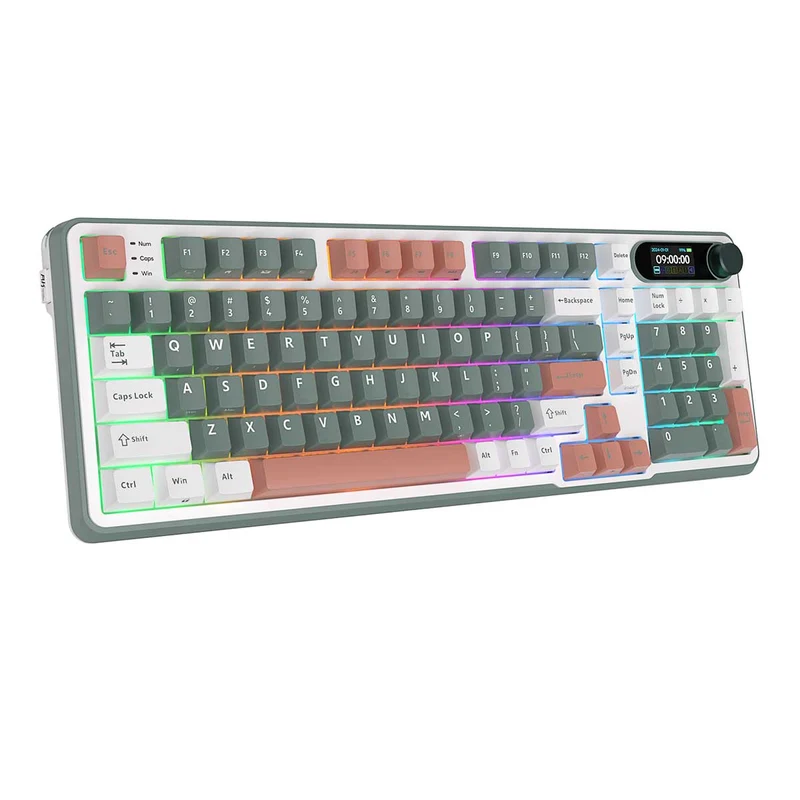 Royal Kludge RK-S98 Tri-Mode RGB 98 Keys Hot Swappable Mechanical Keyboard Camping (Blue Switch, Brown Switch, Chartreuse Switch, Beige Switch)