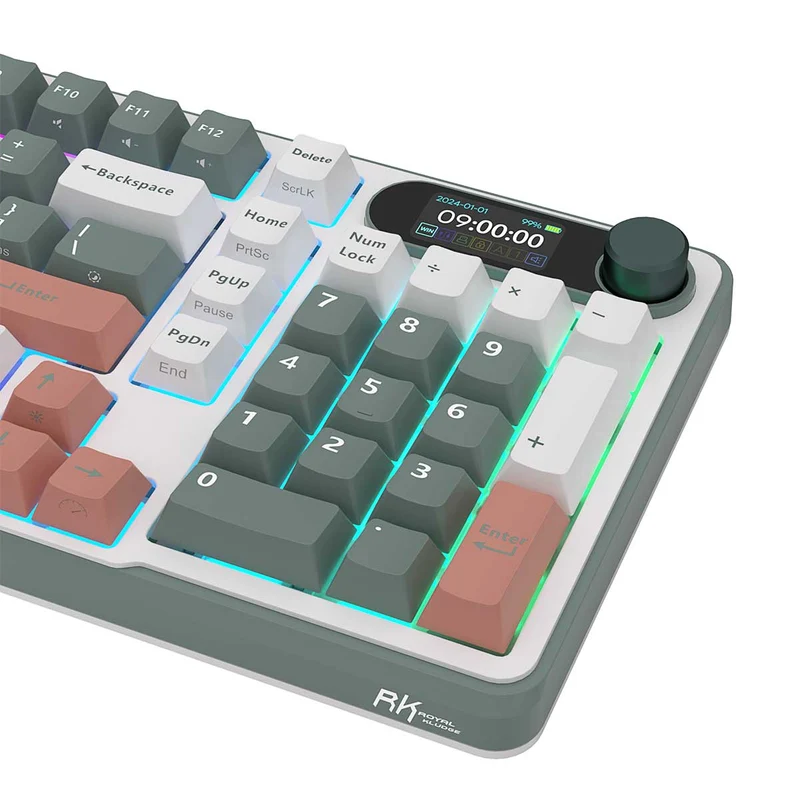 Royal Kludge RK-S98 Tri-Mode RGB 98 Keys Hot Swappable Mechanical Keyboard Camping (Blue Switch, Brown Switch, Chartreuse Switch, Beige Switch)