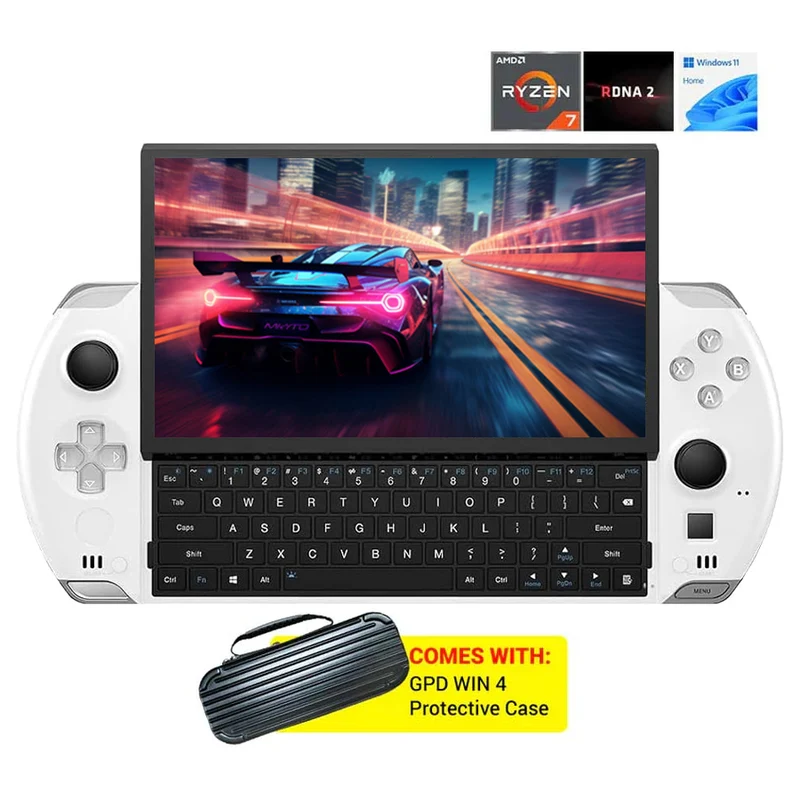GPD WIN 4 AMD Ryzen 7 6800U Handheld PC Gaming Console (White) [32GB+2TB ] + GPD Protection Case for WIN 4