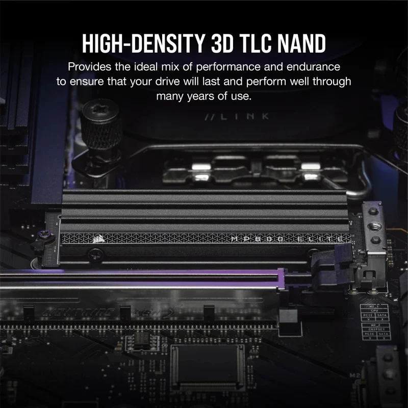 Corsair MP600 Elite PCIe 4.0 Gen4 x4 NVME M.2 SSD With Heatsink (1 TB, 2TB)