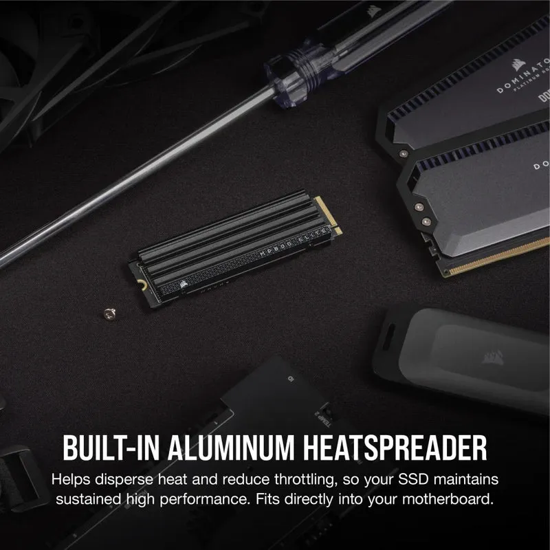 Corsair MP600 Elite PCIe 4.0 Gen4 x4 NVME M.2 SSD With Heatsink (1 TB, 2TB)