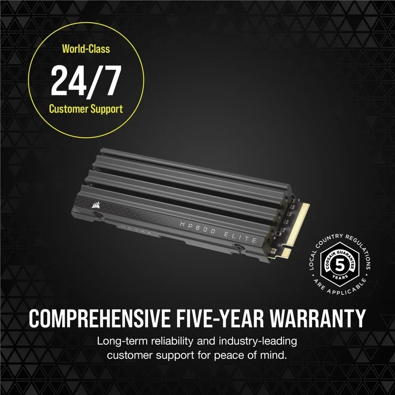 Corsair MP600 Elite PCIe 4.0 Gen4 x4 NVME M.2 SSD With Heatsink (1 TB, 2TB)