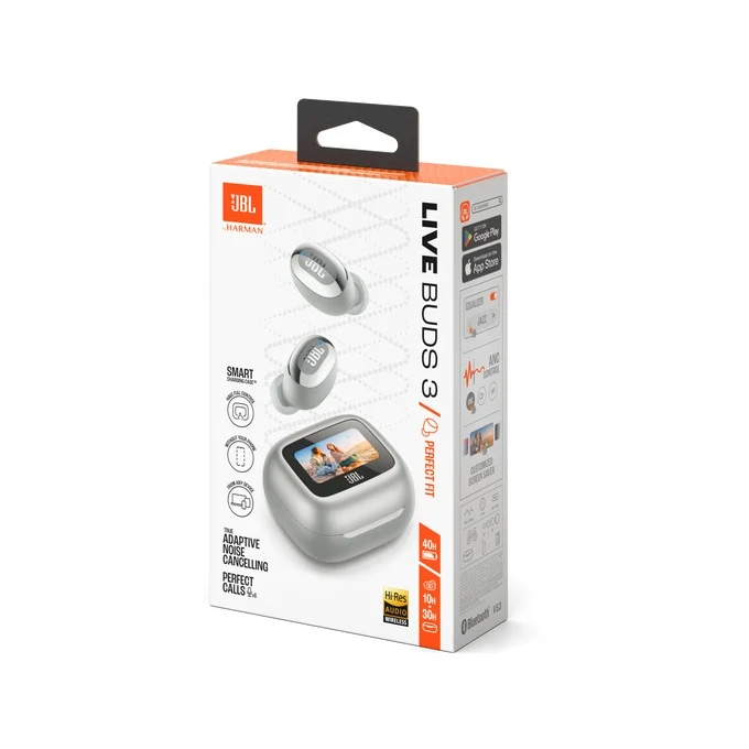 JBL Live Buds 3 True Wireless Noise Cancelling Closed-Stick Earbuds (Black, Silver, Purple, Blue)