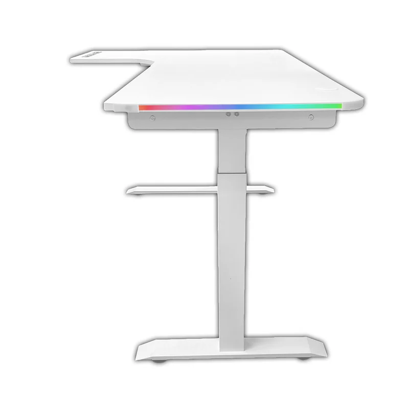 Dragonwar GT-015 L Shaped RGB Moving Height Table (Black, White)