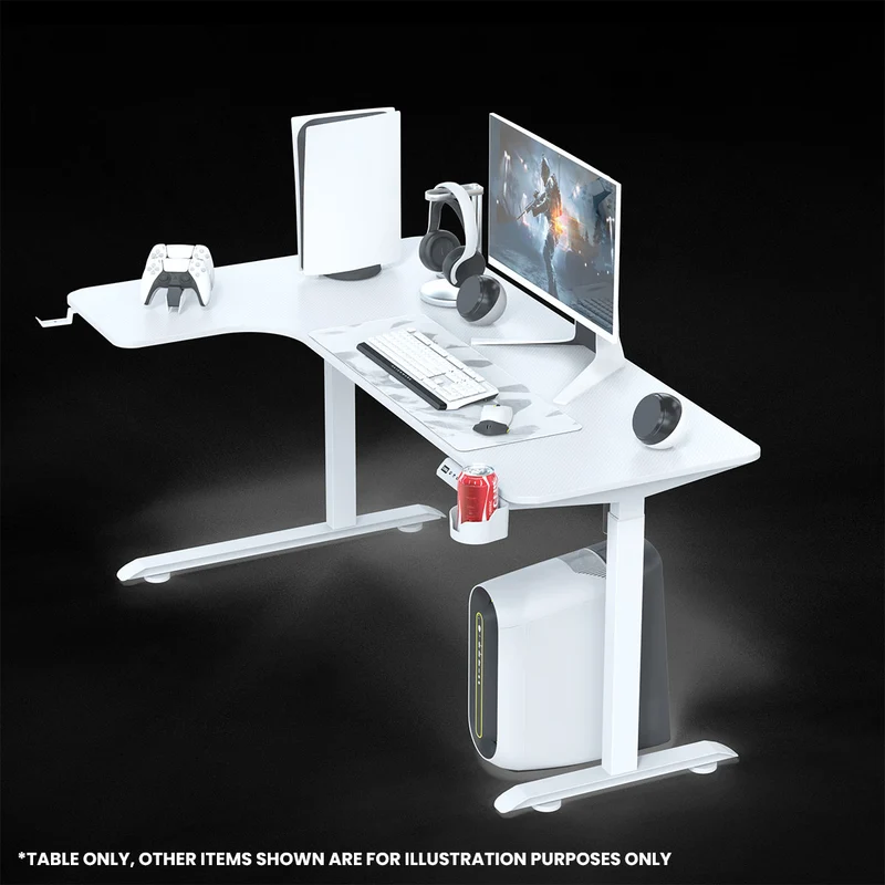 Dragonwar GT-015 L Shaped RGB Moving Height Table (Black, White)