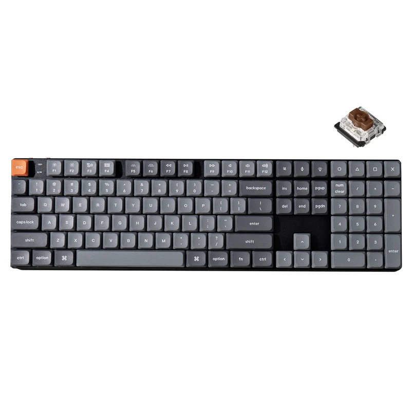 Keychron K5 Max QMK/Via White Backlit Full Size Wireless Custom Mechanical Keyboard (Low Profile Gateron Mechanical Switch) (Red Switch, Brown Switch)